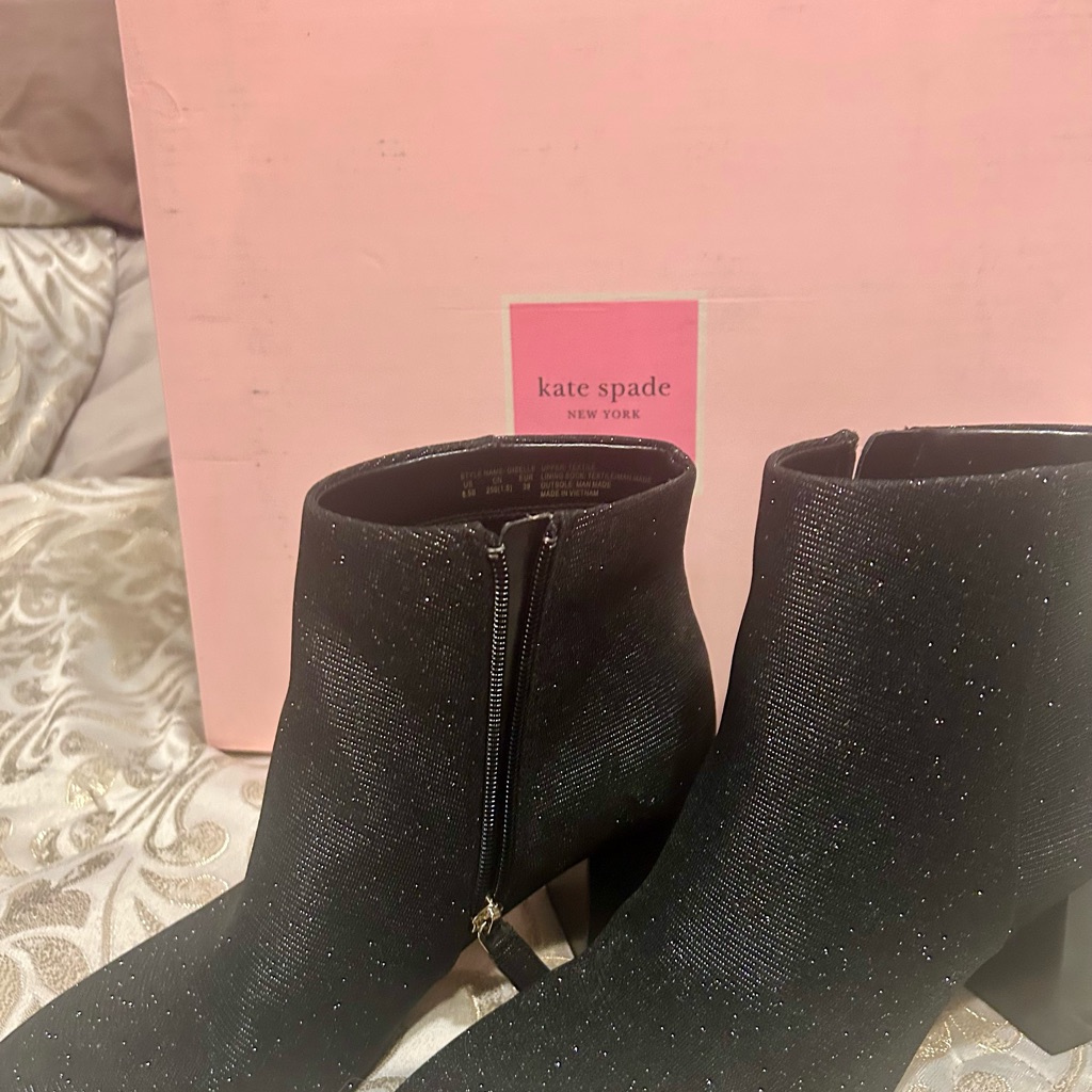 Kate Spade Giselle Black Ankle W A Touch Of Glitter Boots